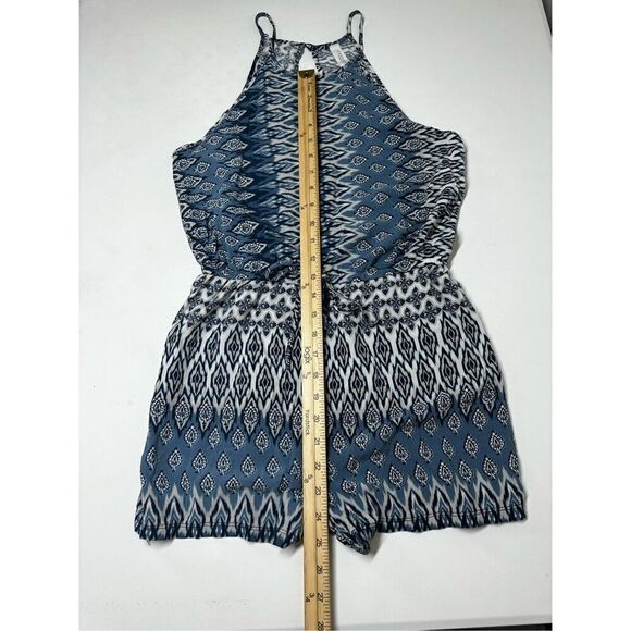 Aéropostale Bleu White Geometric Print Playsuit Size S Petite - Picture 7 of 15